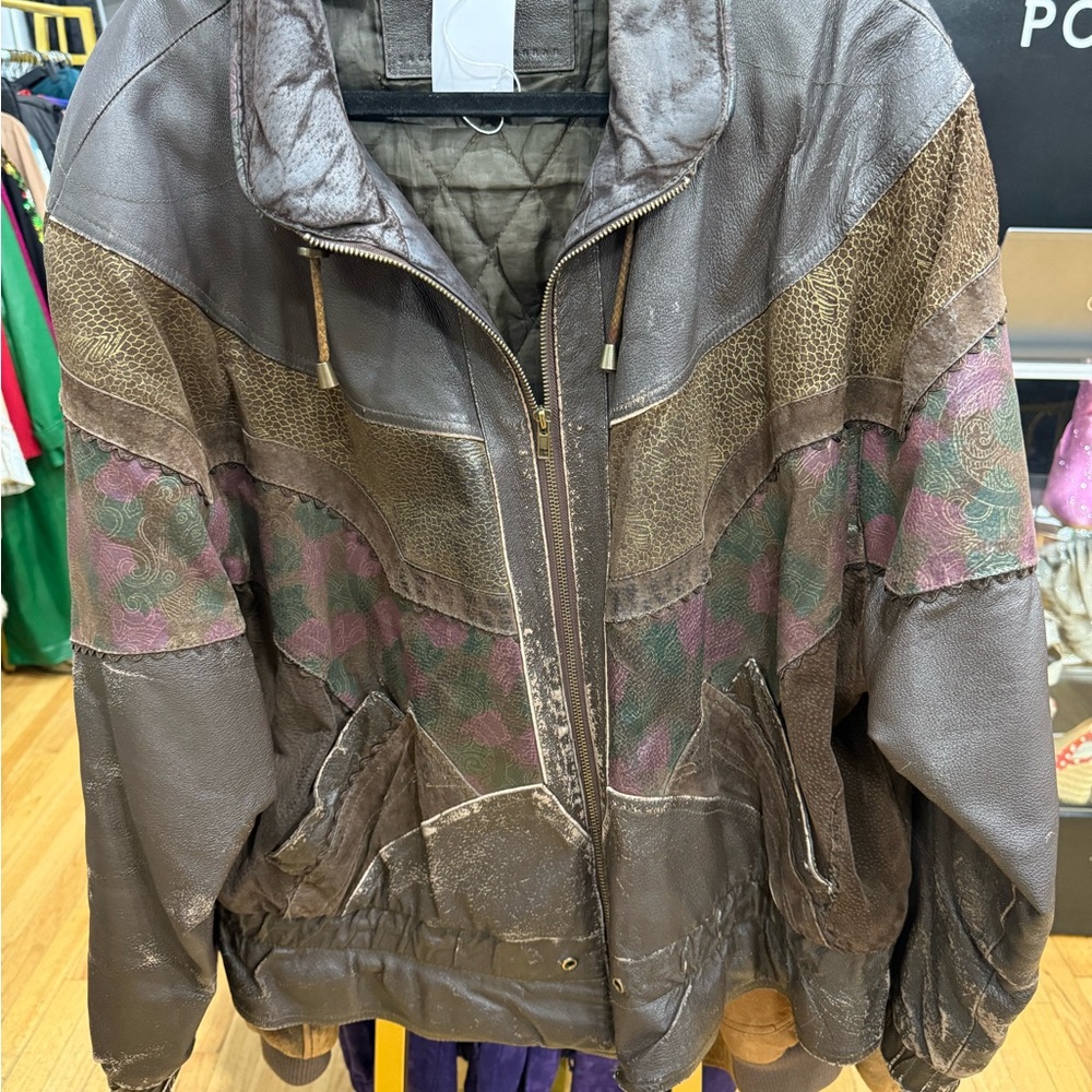 Vintage Patchwork Leather Jacket - image 1